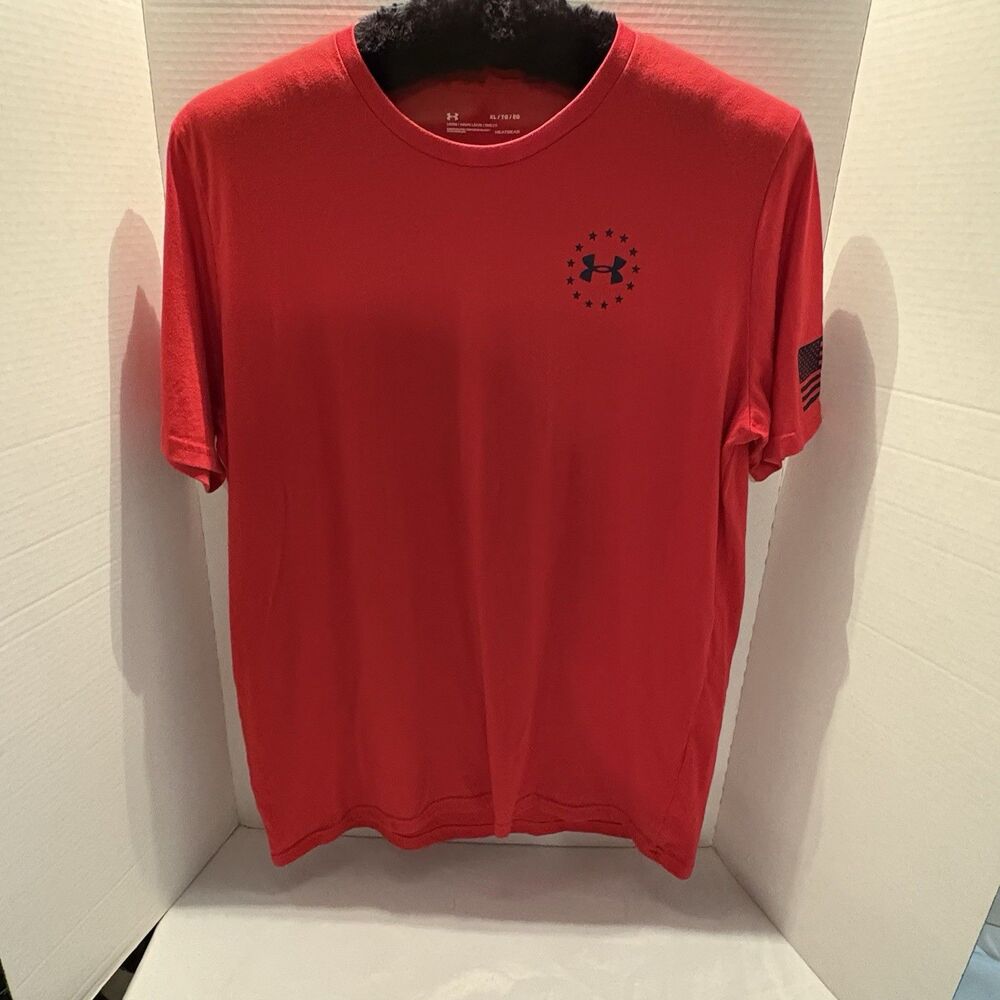 Under Armour Men's Freedom Flag T-Shirt Size XL Red Heatgear Loose Fit